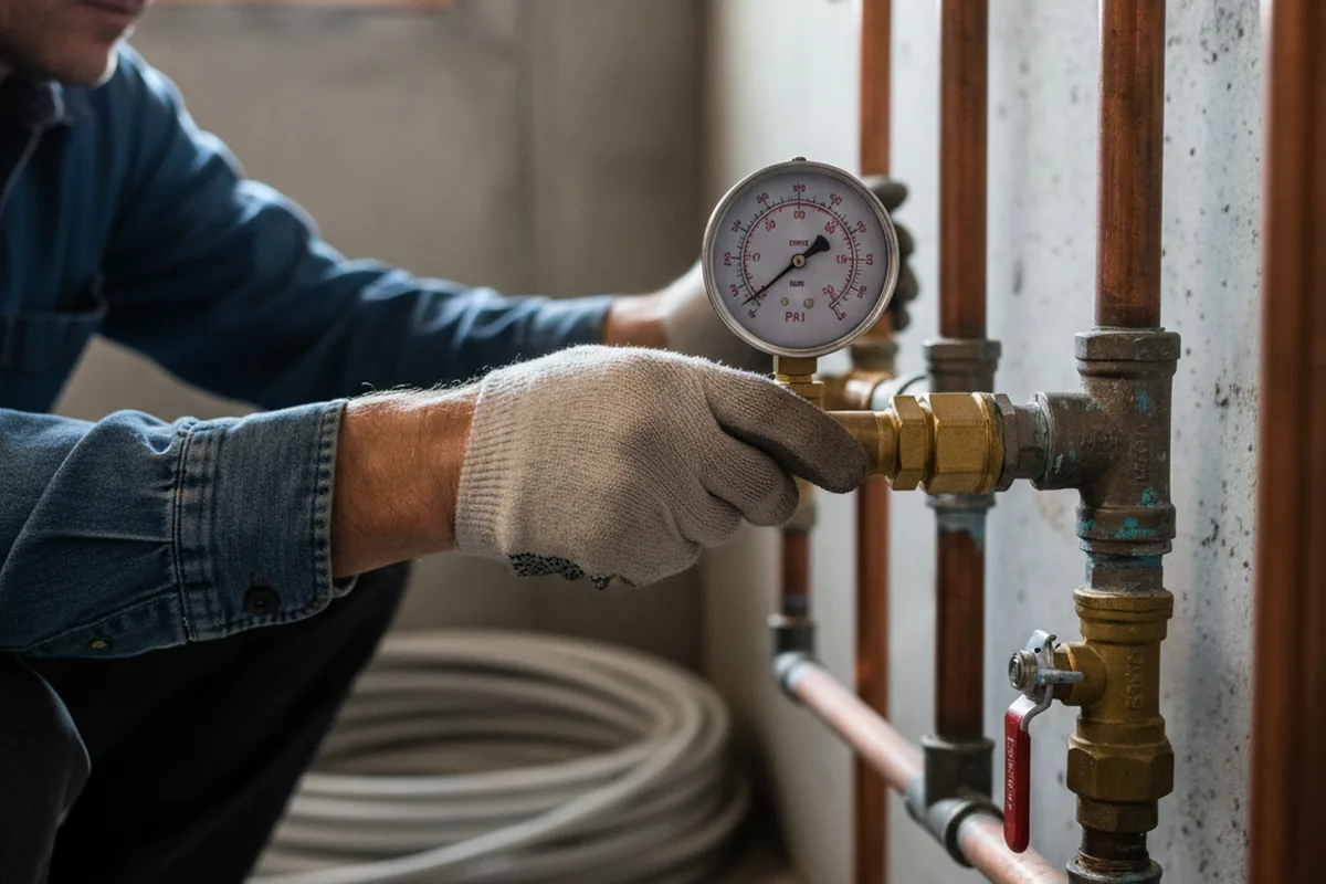 Pressure testing a repaired line during Water Line Repair in Bayville